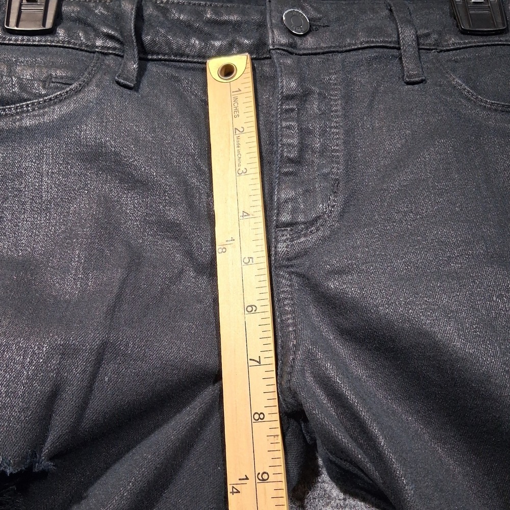 Guess Sexy Curve Skinny Jeans Black Coated Distressed Shredded Mid Rise 33x28 - Picture 10 of 14